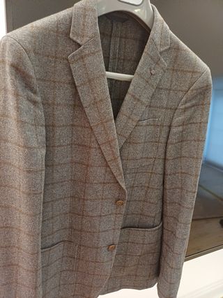 Americana cuadros gris-marrón moderna