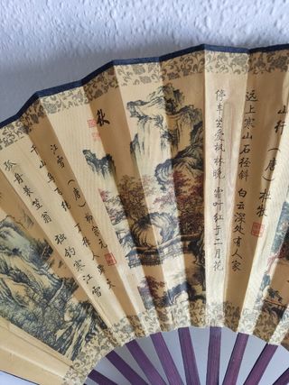 Abanico chino vintage pintado a mano