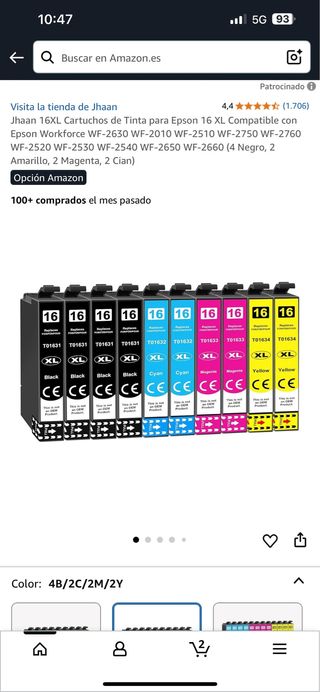 Cartuchos tinta Epson 16XL Jhaan