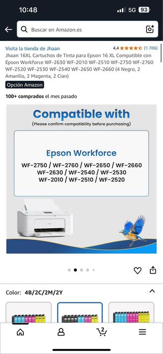 Cartuchos tinta Epson 16XL Jhaan