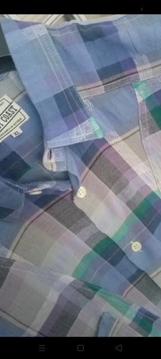Camicia Uomo XL Quadri Viola Cotone Made in Italy 
