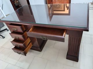 Mesa escritorio madera - cristal