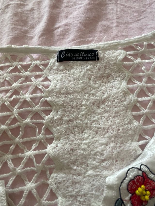 Kaftán playero blanco multicolor