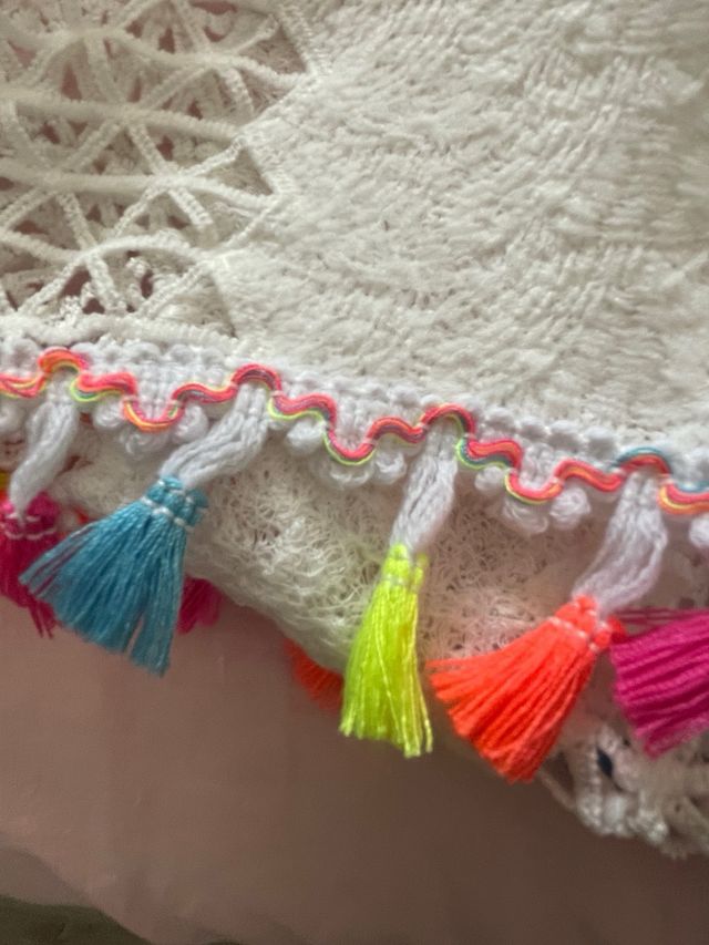 Kaftán playero blanco multicolor