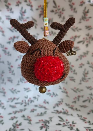 Adorno reno navideño crochet