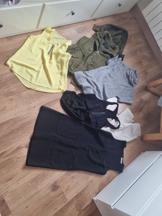 Lote ropa mujer: vestido, top, chaleco y pantalón