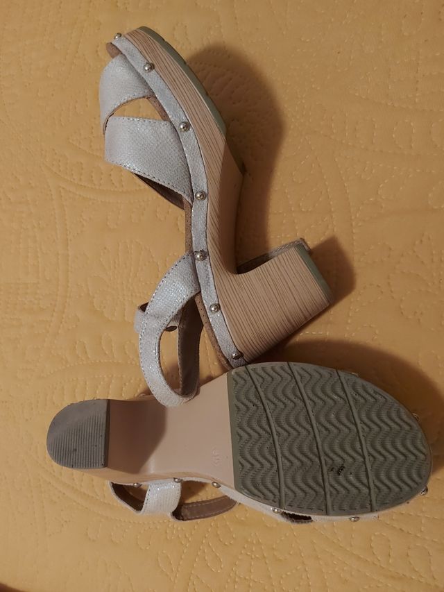 Sandalias Plataforma Plata - Nº 36