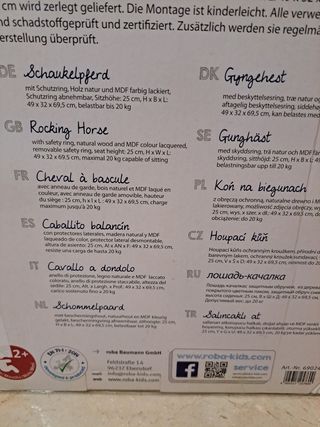Caballo balancín madera infantil