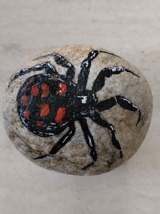 Ragno dipinto a mano su pietra