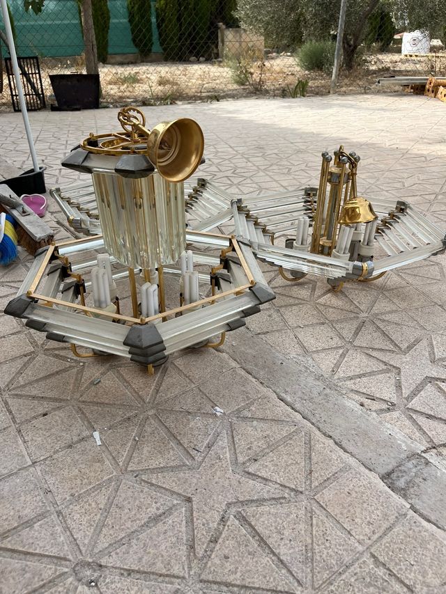 3 lámparas vintage doradas años 20