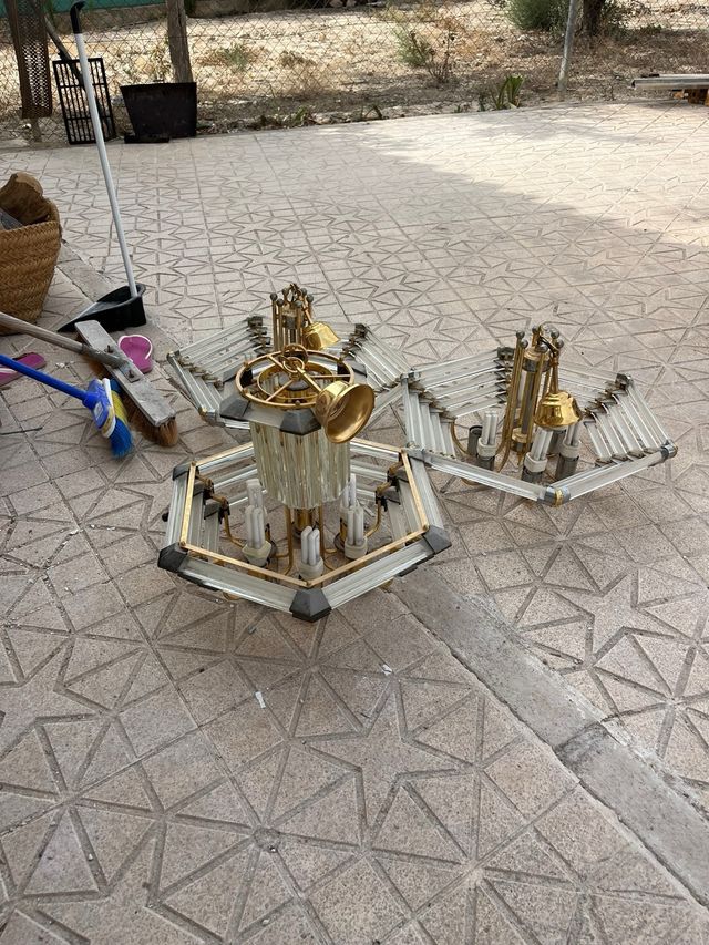 3 lámparas vintage doradas años 20