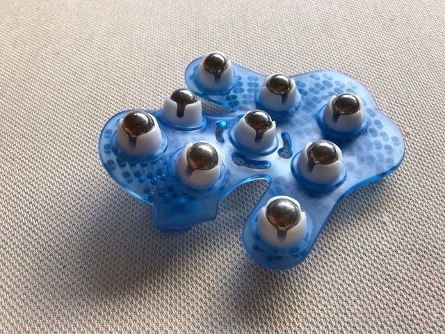 Guante masaje azul - Rodillos 360º