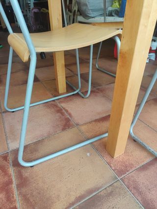 Mesa madera maciza 3 sillas