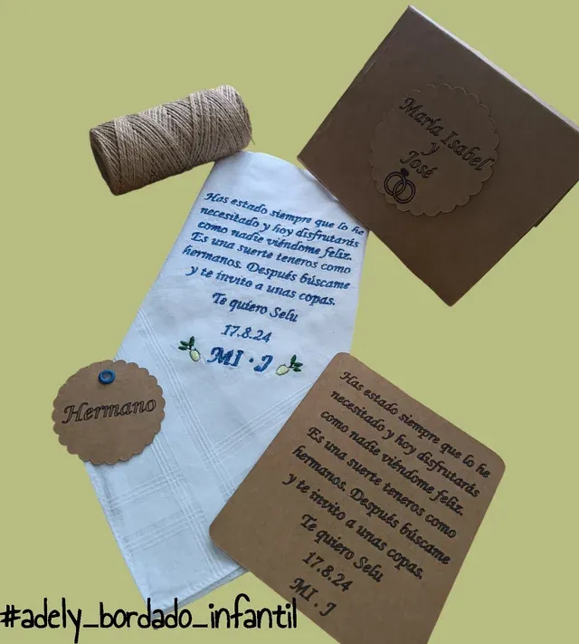 Pañuelo bordado boda personalizado