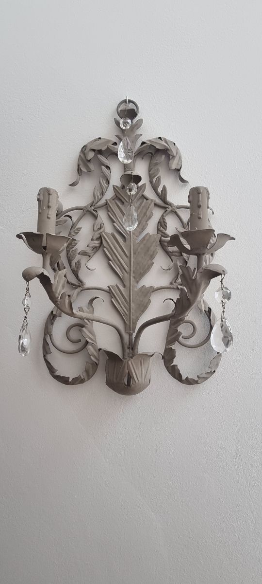 Dos Lámparas Apliques pared forja 2 luces taupé