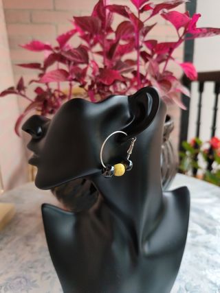Pendientes aro negros y amarillos