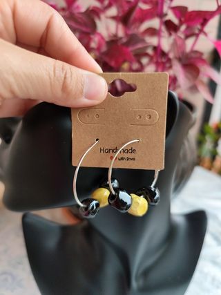 Pendientes aro negros y amarillos