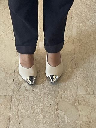 Ballerine beige con punta argento