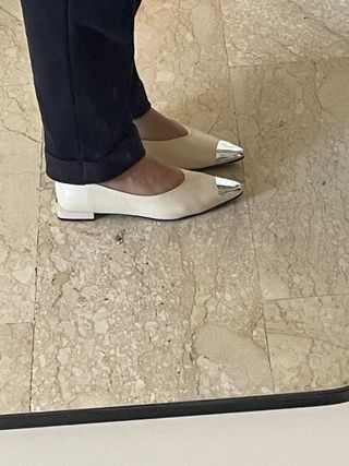 Ballerine beige con punta argento
