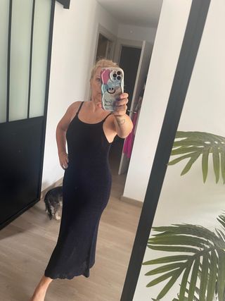 Vestido Mango azul marino - Largo Elegante