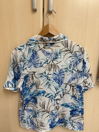 Pijama completo seda verano - Azul y blanco