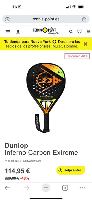 Pala Pádel Dunlop Inferno Carbon Extreme