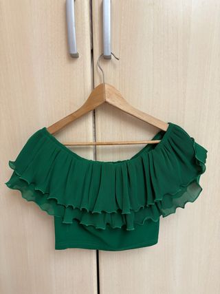 Top verde - hombros descubiertos