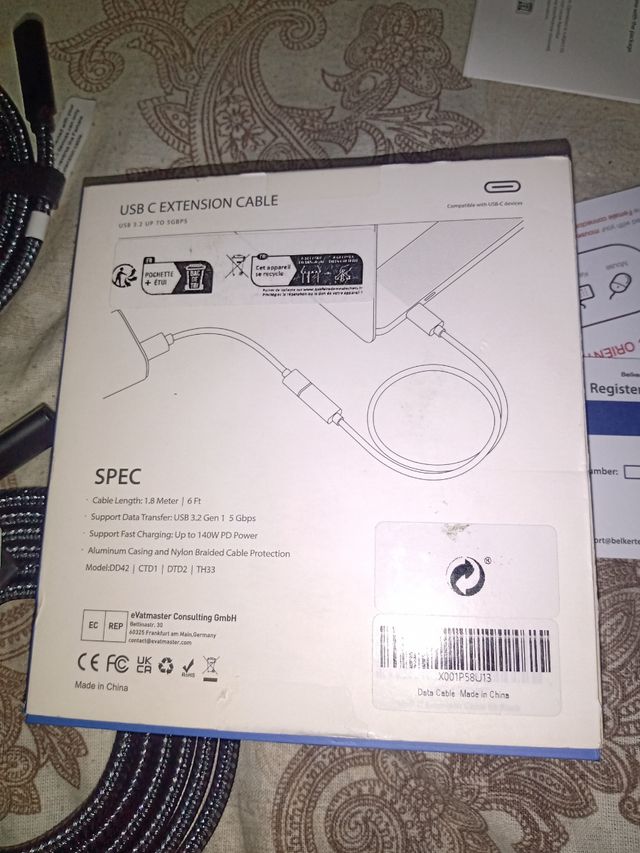 2 Cables USB-C 6/1.8m - Nuevos