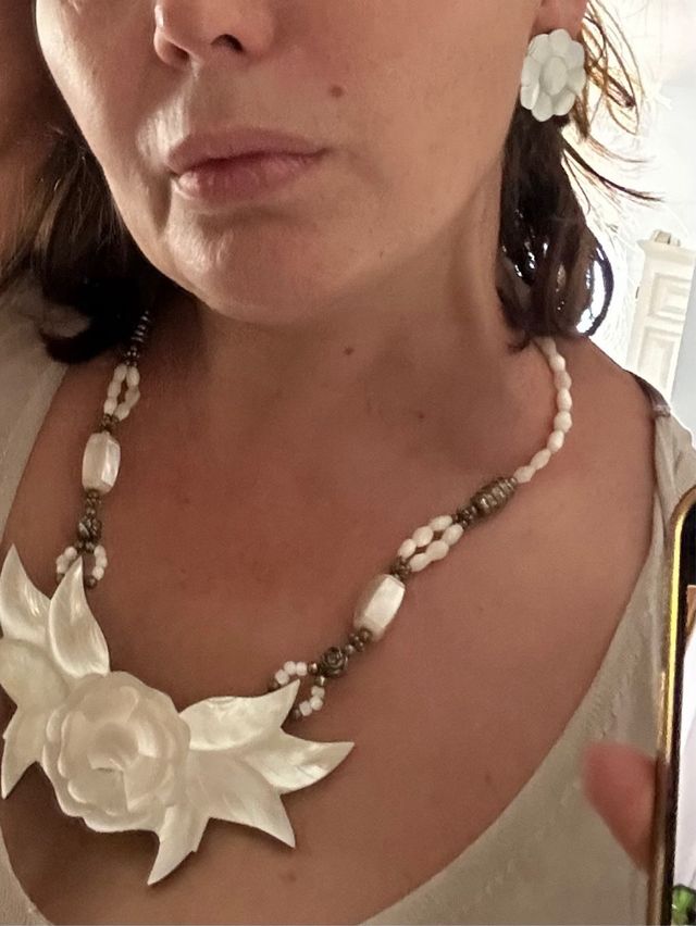 Collar y pendientes nácar vintage