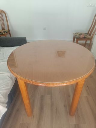 Mesa redonda madera - cristal