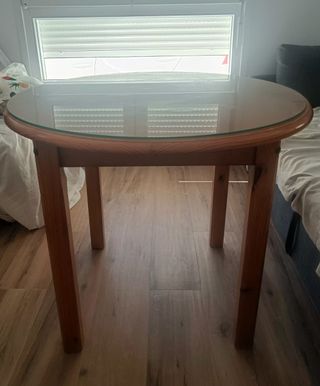 Mesa redonda madera - cristal