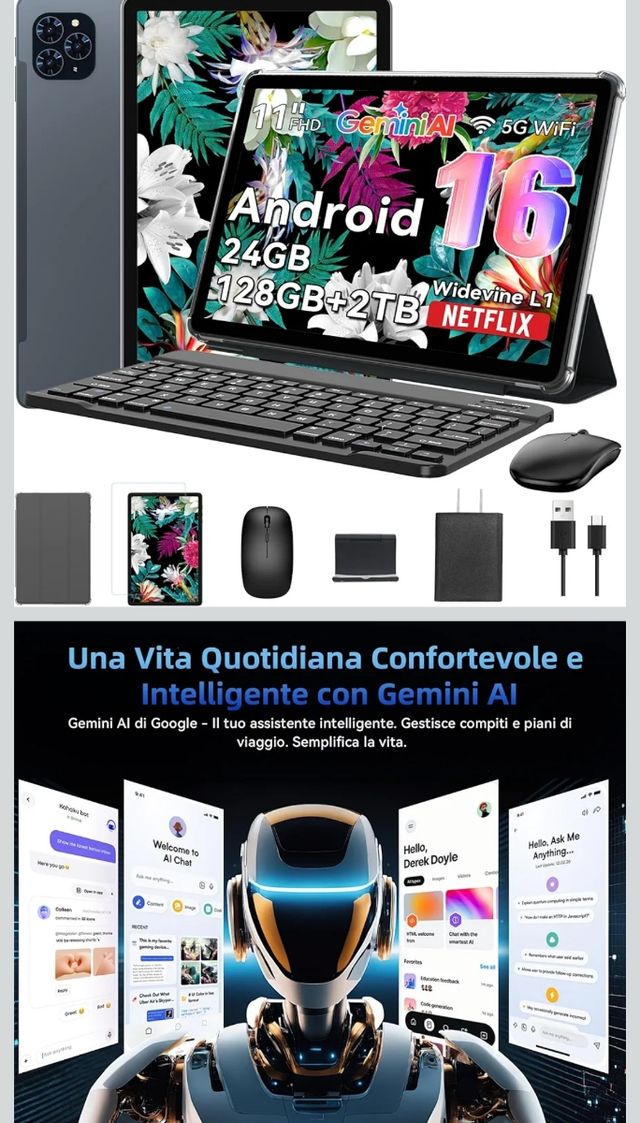 Tablet Android 11 Gemini AI 24GB