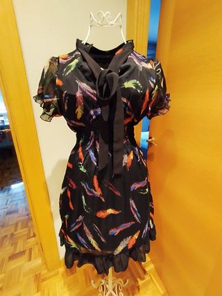 Vestido elegante plumas