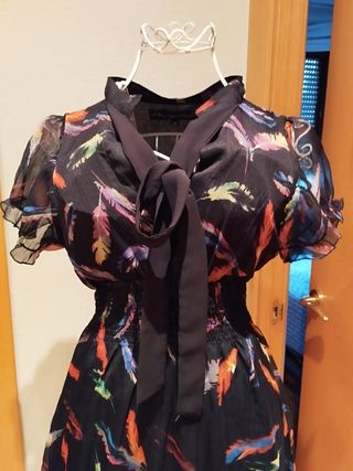 Vestido elegante plumas