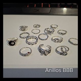 Lote de 15 Anillos de mujer - Plata Vintage nuevos