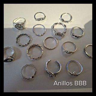 Lote de 15 Anillos de mujer - Plata Vintage nuevos