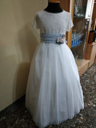Traje comunión niña blanco-azul