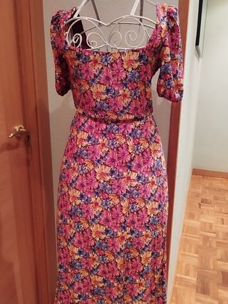 Vestido midi flores multicolor