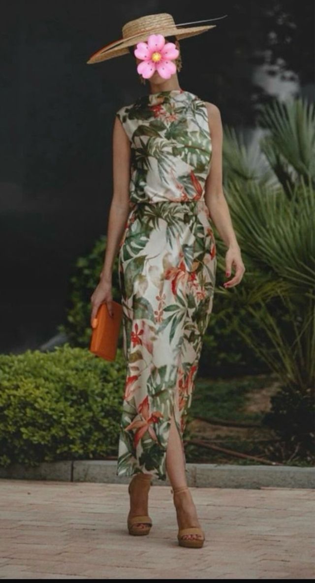 Vestido midi tropical
