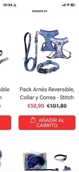 Arnés y correa Stitch para perro
collar XS/ S