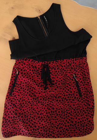 Vestido rojo y negro - leopardo