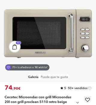 Microondas Cecotec crema retro Vintage cmo nuevo
