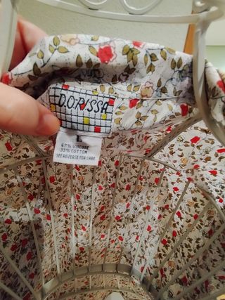Blusa vintage flores beige-rojo