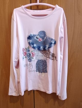 Camiseta niña rosa - Talla 12 años 
