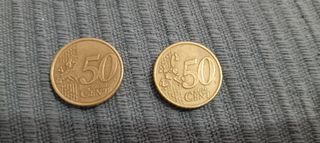 2 Monedas 50 céntimos Euro