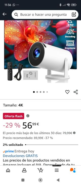 Proyector HOTPEAK Mini WiFi 4K