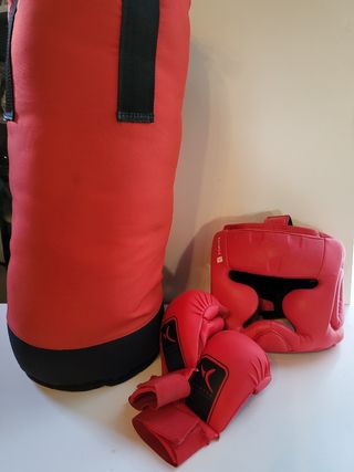 Kit boxeo rojo - Guantes y protector