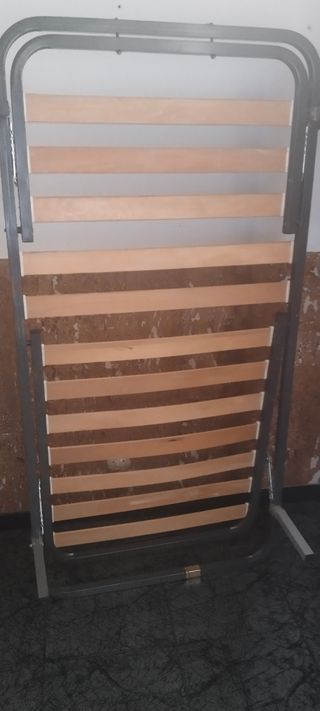 Somier 90cm - Gris - Metal y Madera