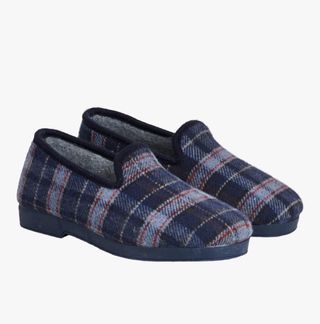 Zapatillas casa cuadros azules
