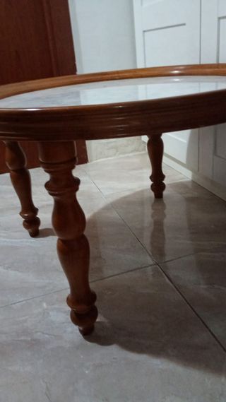 Mesa ovalada mármol-madera